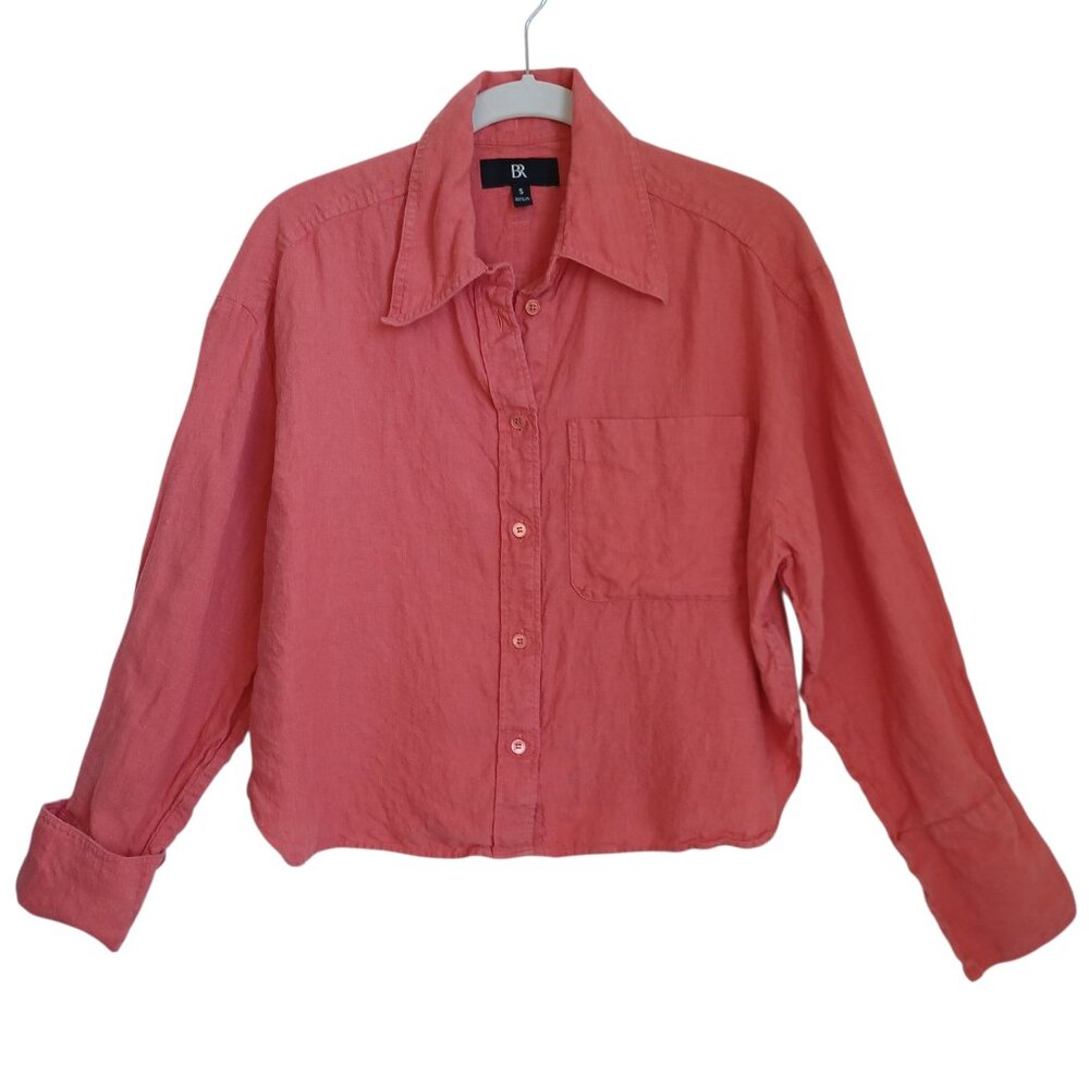 Banana Republic Shirt Linen Long Sleeve Button Front Casual Relaxed Womens Small